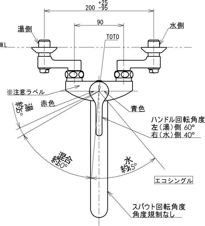 TOTO 【TKS05316J】 壁付シングル混合水栓 シングル混合水栓(吐水切替